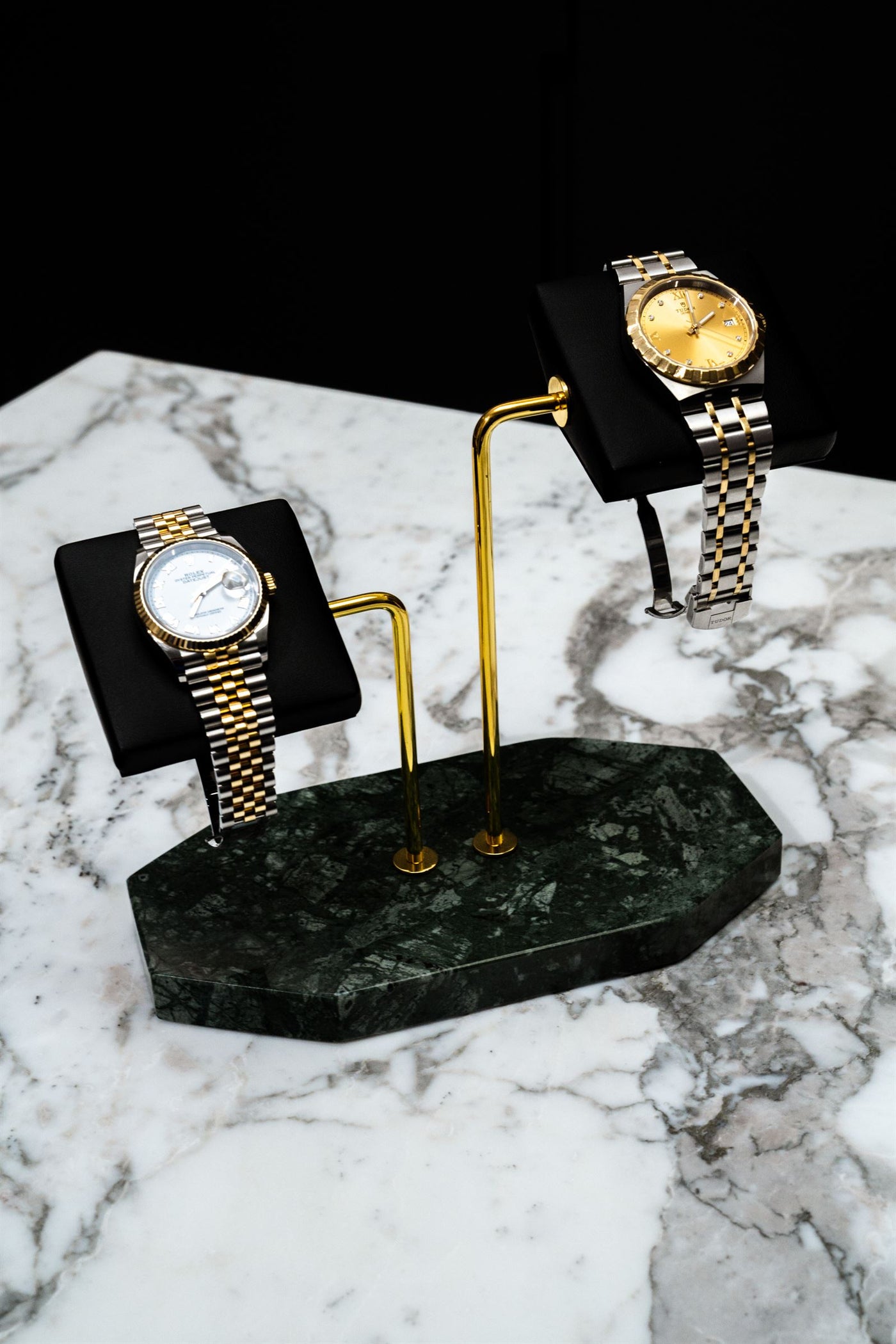 Green Marble Watch Stand - Double